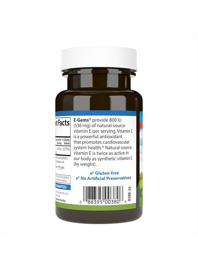 Carlson E-Gems 800 IU (536 mg), Natural-Source Vitamin E, Optimal Wellness, 50 Soft Gels - Image 3