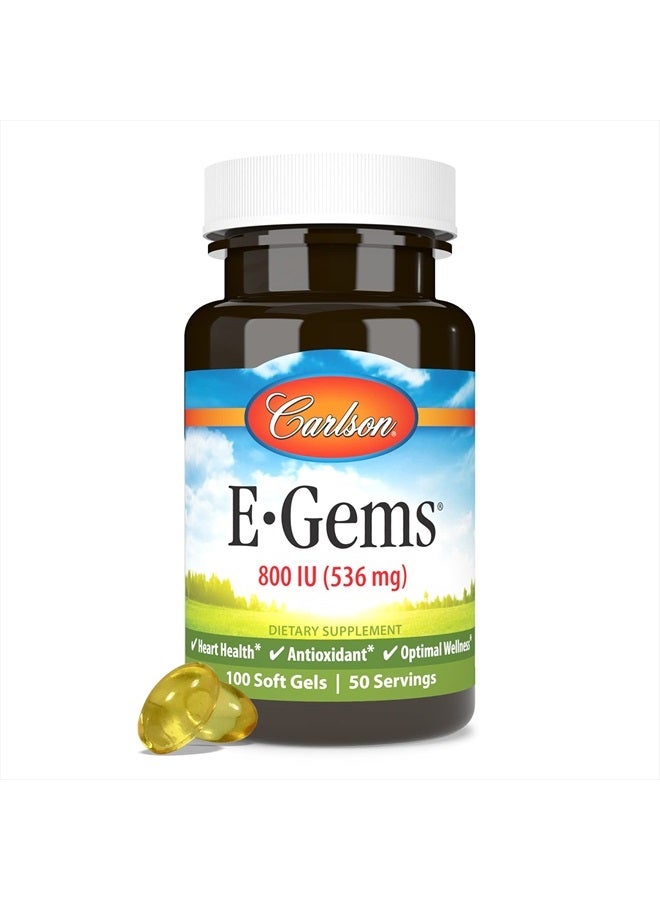 Carlson E-Gems 800 IU (536 mg), Natural-Source Vitamin E, Optimal Wellness, 50 Soft Gels - Image 5