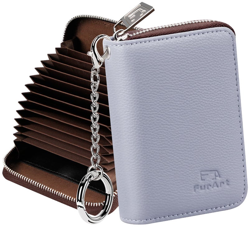 FurArt Credit Card Wallet, Zipper Card Cases Holder for Men Women, RFID Blocking, KeyChain Wallet, Compact Size - Image 1
