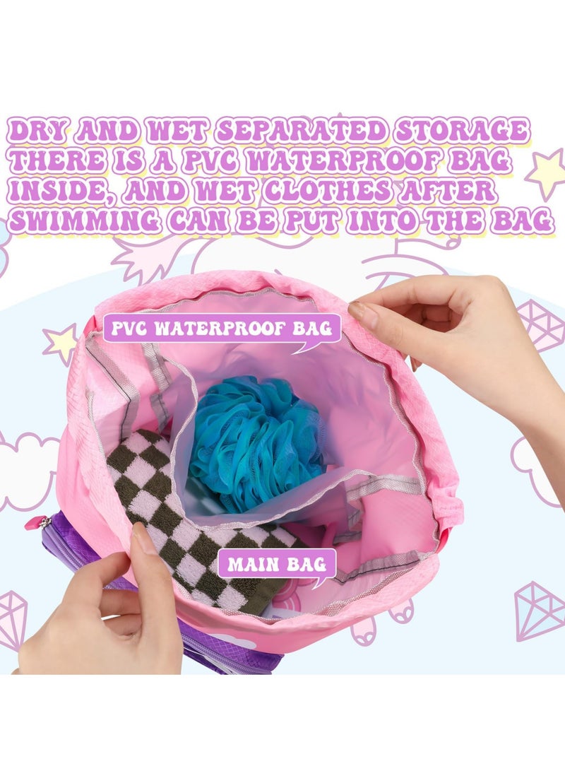 CMGTYYD. حقيبة ظهر للأطفال للسباحة الجافة والمبللة، حقيبة ظهر برباط مقاوم للماء، حقيبة ظهر للسباحة على الشاطئ مع مقصورة للأحذية، حقيبة سباحة للبنين والبنات، حقيبة ظهر رياضية للأطفال للسباحة، - Image 4