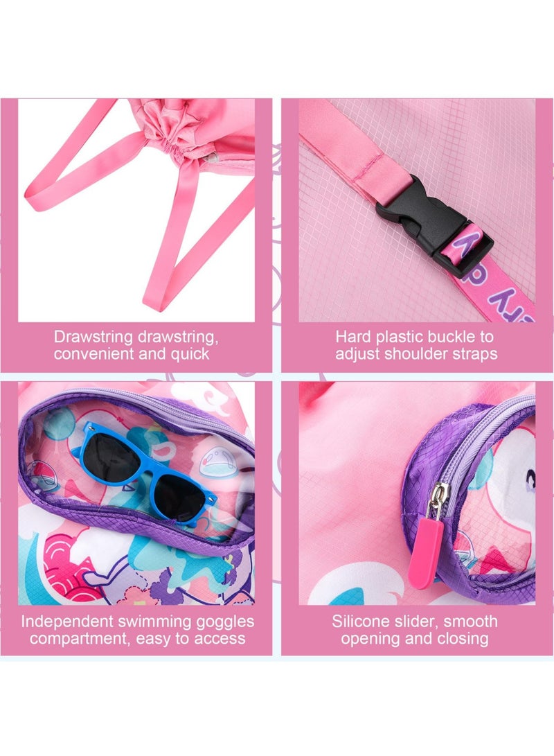 CMGTYYD. حقيبة ظهر للأطفال للسباحة الجافة والمبللة، حقيبة ظهر برباط مقاوم للماء، حقيبة ظهر للسباحة على الشاطئ مع مقصورة للأحذية، حقيبة سباحة للبنين والبنات، حقيبة ظهر رياضية للأطفال للسباحة، - Image 5