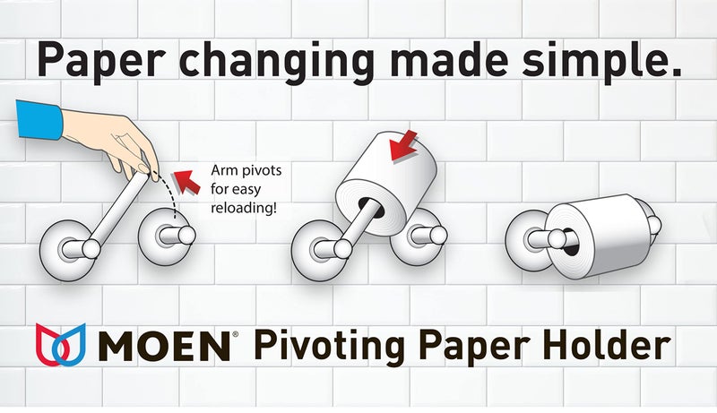 موين MOEN YB8408BL WEYMOUTH PIVOTING Double Post Post Post Paper حامل غير لامع أسود  - Image 2