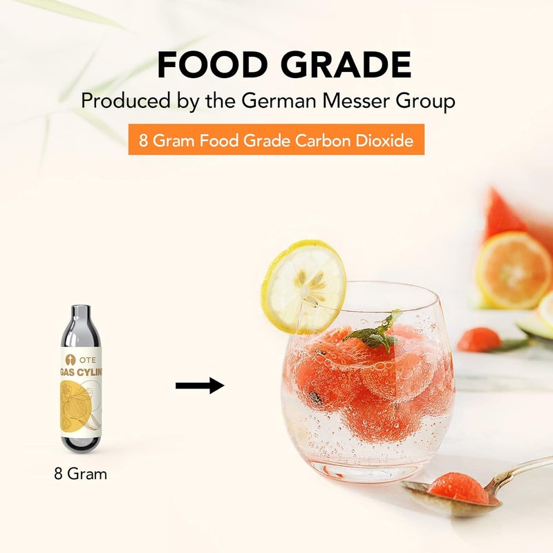 OTE CO2 Soda Chargers Refill for Sparkling Water Maker, 20PCS Seltzer Water Cartridges 8G Personal CO2 Cylinders for Portable Carbonated Water Machine or soda Siphon Whipped Cream Chargers, and More - Image 4