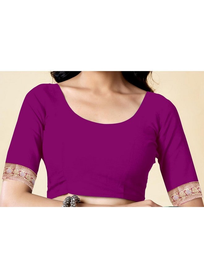SIRIL Women's Banarasi Soft Silk Jacquard Zari Work Saree With Unstitched Blouse Piece (4203S800_Purple) - Image 5