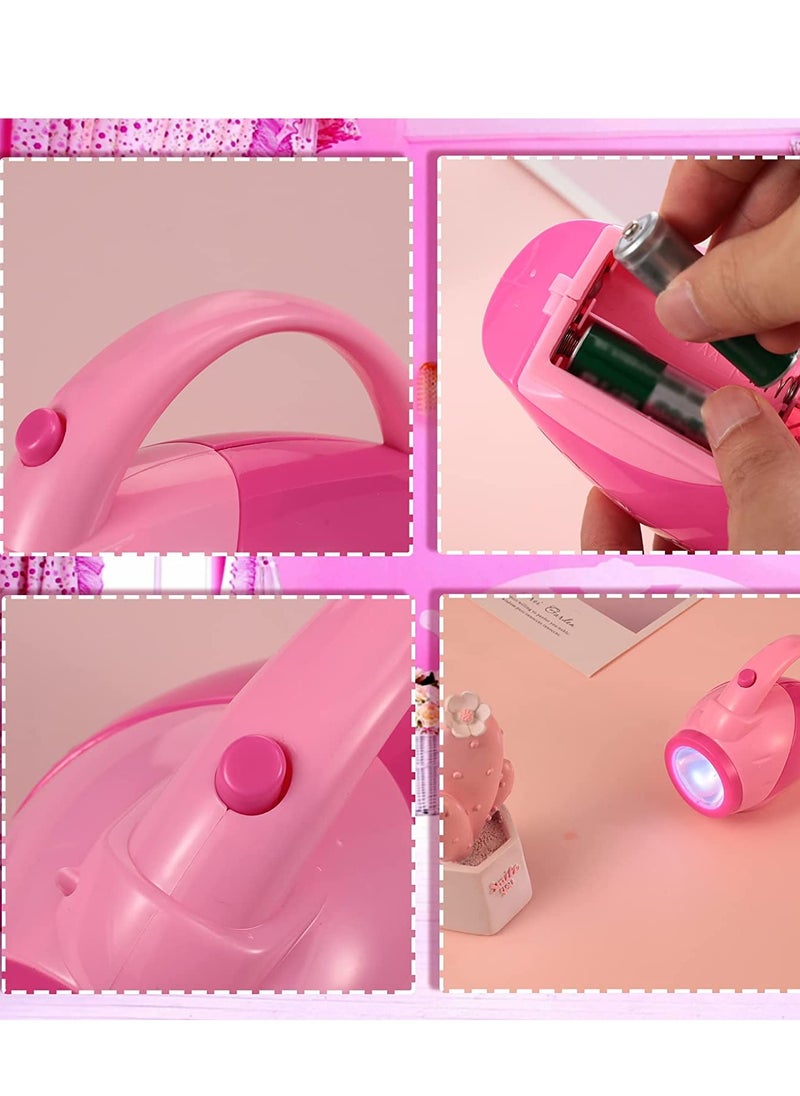 SYOSI - Kids Flashlight Glow in Dark Toddler Flash Light Easy Grip Handle Lightweight for Reading Camping Hiking Outdoor Activities Games Nature Exploration Pink 2PCS - Image 1