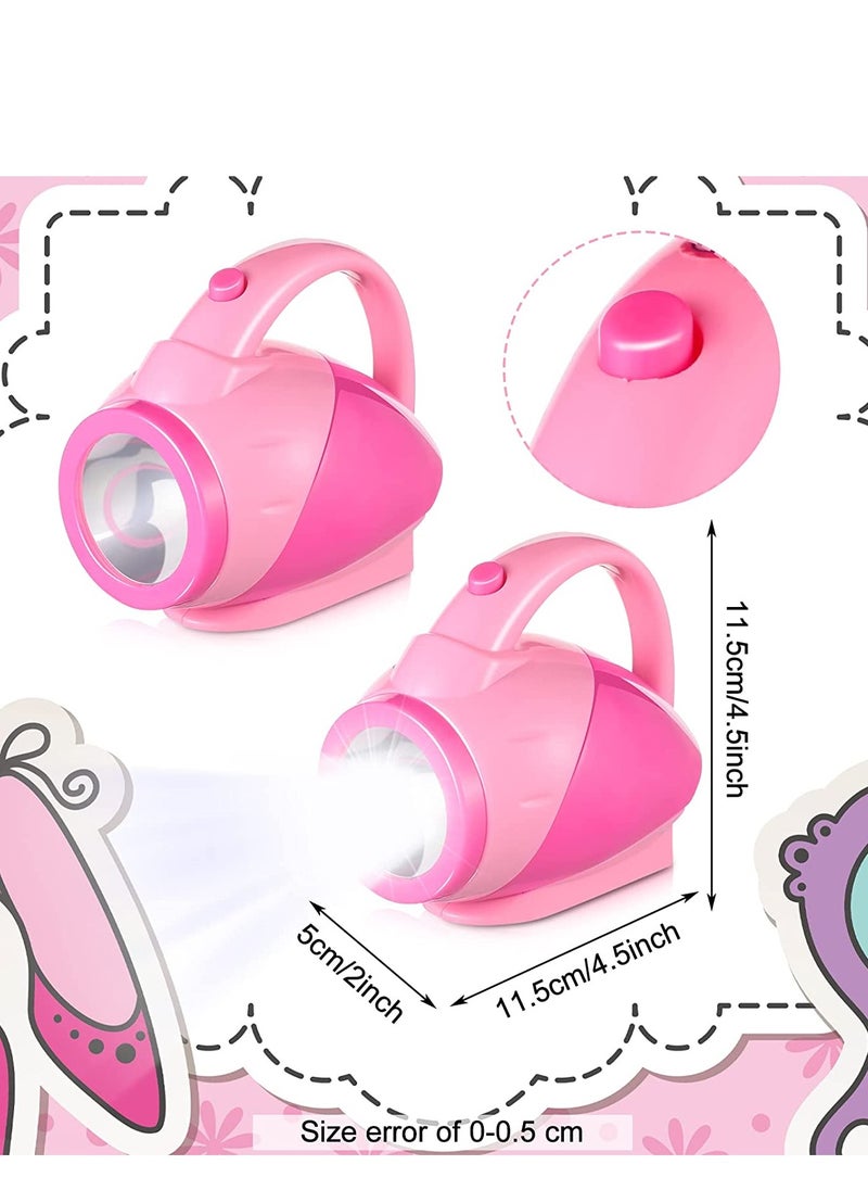 SYOSI - Kids Flashlight Glow in Dark Toddler Flash Light Easy Grip Handle Lightweight for Reading Camping Hiking Outdoor Activities Games Nature Exploration Pink 2PCS - Image 1