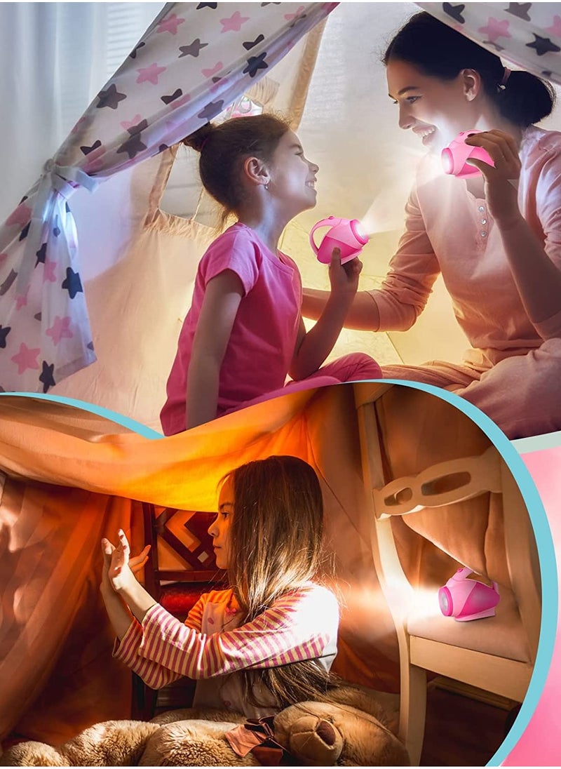 SYOSI - Kids Flashlight Glow in Dark Toddler Flash Light Easy Grip Handle Lightweight for Reading Camping Hiking Outdoor Activities Games Nature Exploration Pink 2PCS - Image 1