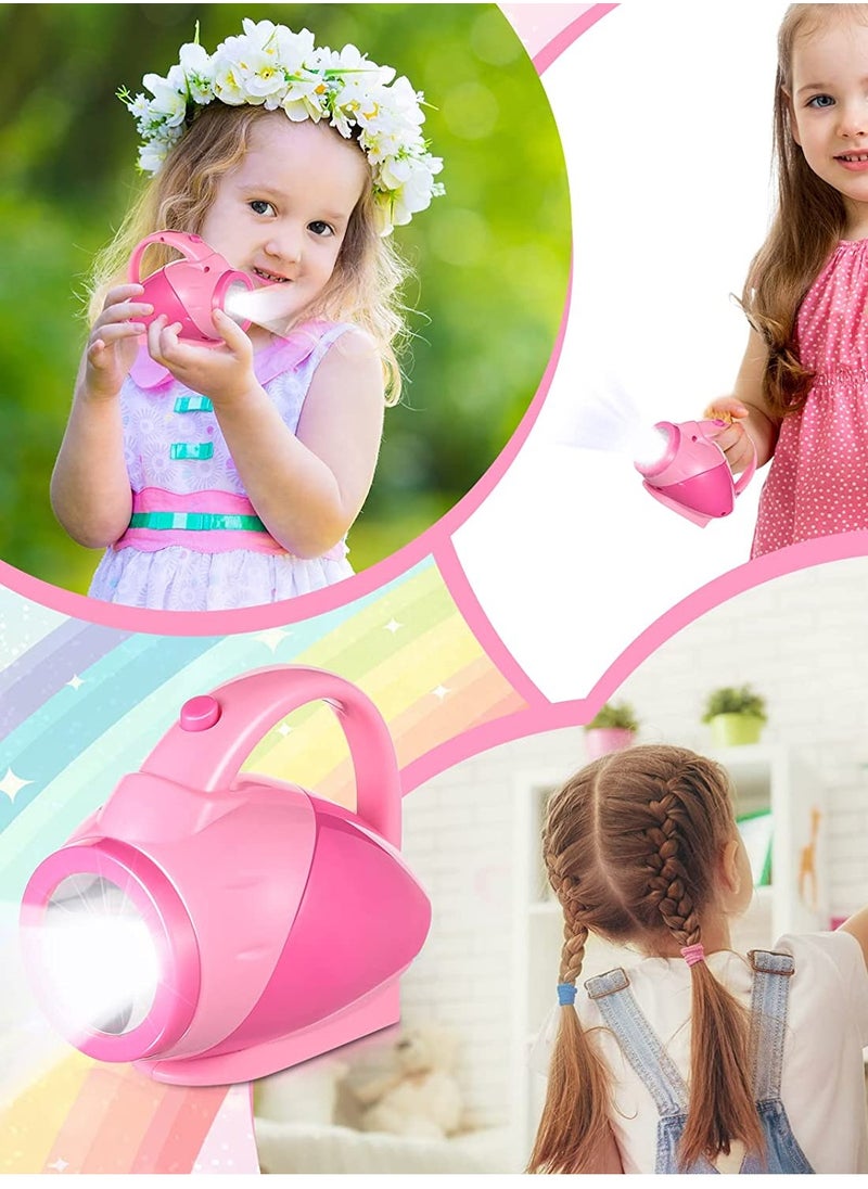 SYOSI - Kids Flashlight Glow in Dark Toddler Flash Light Easy Grip Handle Lightweight for Reading Camping Hiking Outdoor Activities Games Nature Exploration Pink 2PCS - Image 1
