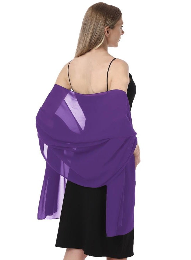 Hotshawl Chiffon Shawls and Wraps for Evening Dresses Women Elegant Soft Scarf Bridal Scarve Wedding Stole(Lilac(chiffon), One Size), Lilac(chiffon), One size - Image 1