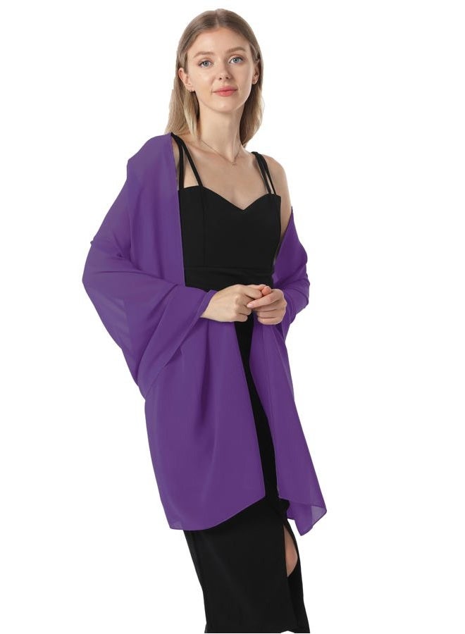 Hotshawl Chiffon Shawls and Wraps for Evening Dresses Women Elegant Soft Scarf Bridal Scarve Wedding Stole(Lilac(chiffon), One Size), Lilac(chiffon), One size - Image 3