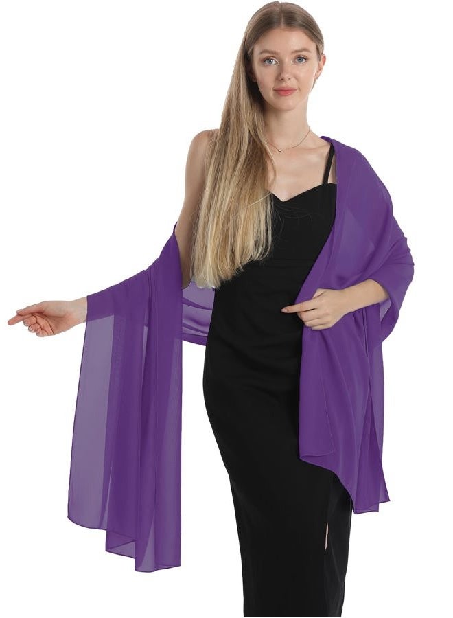 Hotshawl Chiffon Shawls and Wraps for Evening Dresses Women Elegant Soft Scarf Bridal Scarve Wedding Stole(Lilac(chiffon), One Size), Lilac(chiffon), One size - Image 4