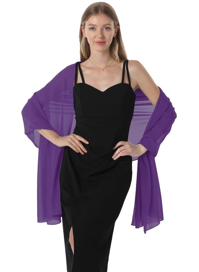 Hotshawl Chiffon Shawls and Wraps for Evening Dresses Women Elegant Soft Scarf Bridal Scarve Wedding Stole(Lilac(chiffon), One Size), Lilac(chiffon), One size - Image 2