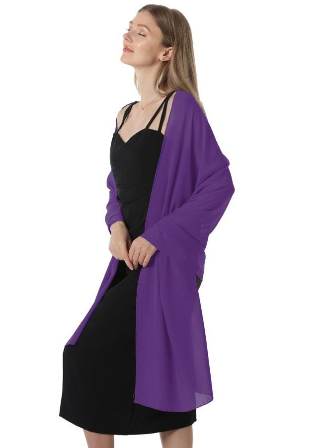 Hotshawl Chiffon Shawls and Wraps for Evening Dresses Women Elegant Soft Scarf Bridal Scarve Wedding Stole(Lilac(chiffon), One Size), Lilac(chiffon), One size - Image 5