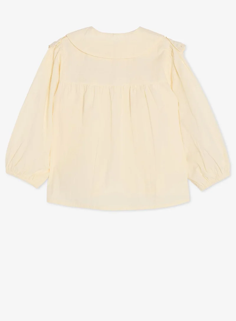 Pinata  Long Sleeve Frill Neck Cotton Shirt for Women | Best Price UAE