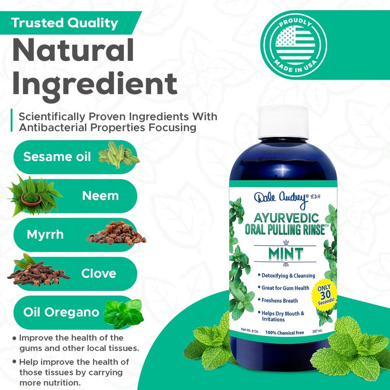 دايل أودري Organic Oil Pulling for Teeth and Gums | Natural Oral Pulling Rinse Mouthwash | Essential Oils for Bad Breath to Whitening Teeth  Fresh Breath |Mint, Cinnamon, Bubblegum (8oz, 3Pack) - Image 3