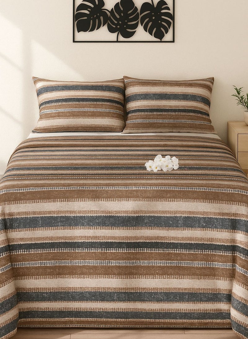 طقم سرير من يارلن (ملاية سرير عادية لسرير مقاس 180 سم وغطاء وسادتين صغيرتين بتصميم براون لينز) - Image 1