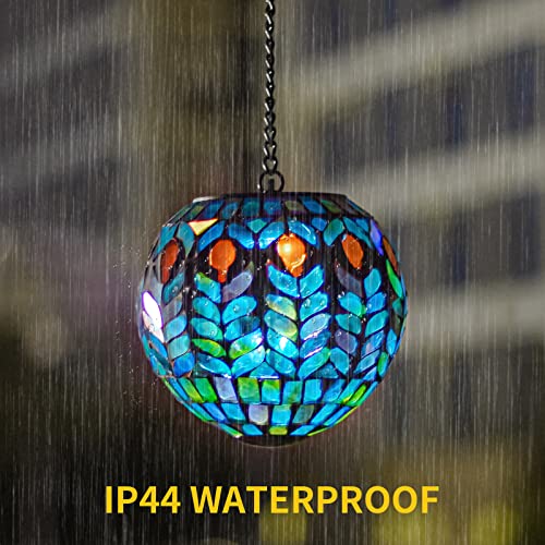 VCUTEKA Hanging Solar Lanterns Mosaic Solar Lights with Hook Up, Outdoor Garden Lights Decor for Yard Tree Fence Patio - Image 4