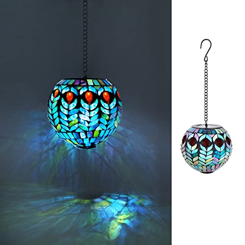 VCUTEKA Hanging Solar Lanterns Mosaic Solar Lights with Hook Up, Outdoor Garden Lights Decor for Yard Tree Fence Patio - Image 1