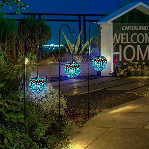 VCUTEKA Hanging Solar Lanterns Mosaic Solar Lights with Hook Up, Outdoor Garden Lights Decor for Yard Tree Fence Patio - Image 2