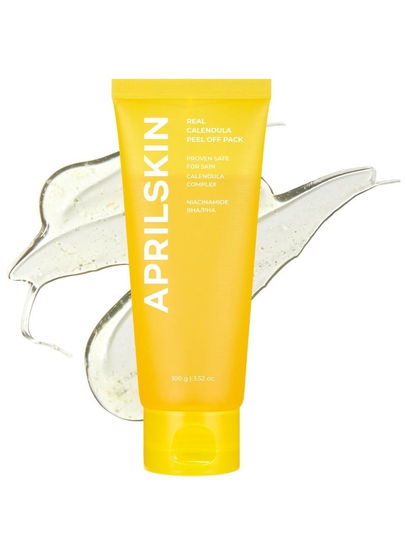 APRILSKIN قناع الوجه القابل للتقشير من كاليندولا لتقليل المسام 100 جرام نياسيناميد BHA/PHA | نباتي | مزيل للرؤوس السوداء، مقشر، تنظيف عميق | PHA BHA | 100 جرام / 3.52 أونصة - Image 1