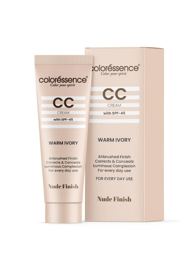 كالرسينس كريم سي سي للوجه مع عامل حماية من الشمس SPF-45 لتفتيح وتوهج فوري | يصحح ويخفي | لون البشرة بتغطية متوسطة وبلمسة نهائية عارية | مع عصير شفاه مجاني | العاج الدافئ - Image 3