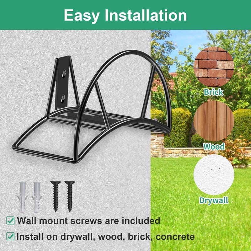 TomCare Garden Hose Holder Wall Mount Metal Water Hose Holder Holds 125Ft Hoses Heavy Duty Hose Hanger Sturdy Hoses Storage Organizer for Outside Yard Garden, Black - Image 5