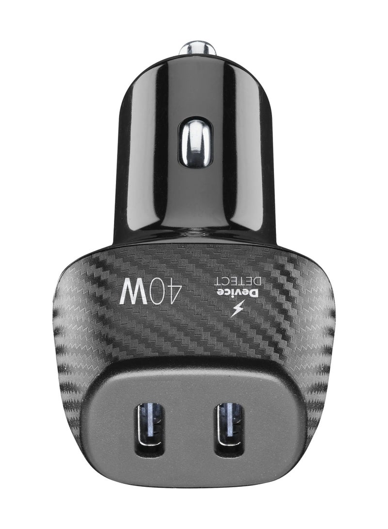سيلولار لاين شاحن سيارة Cellularline Multipower DUO USB-C بقدرة 40 واط – منفذين، شحن سريع وآمن، أسود - Image 2