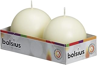 BOLSIUS Bolsius Set of 2 Ivory Ball Candles - 2.75 inch Unscented Candle Set - Dripless Clean Burning Smokeless Dinner - Image 1