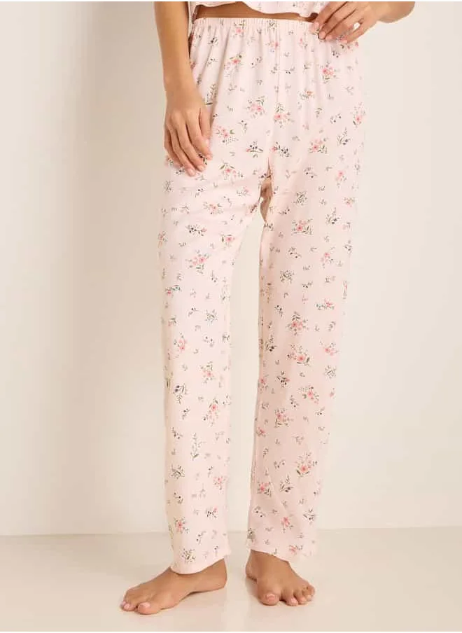 FAV Floral Print Night Robe with Camisole and Pyjama Set