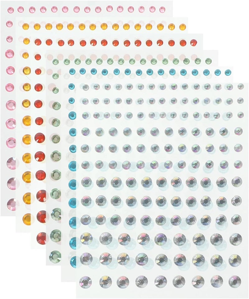 FUOYLOO Self-Adhesive Rhinestone Face Stickers 6 Sheets DIY Craft Gems for Festivals Parties Eye Forehead Body Decoration - Image 1