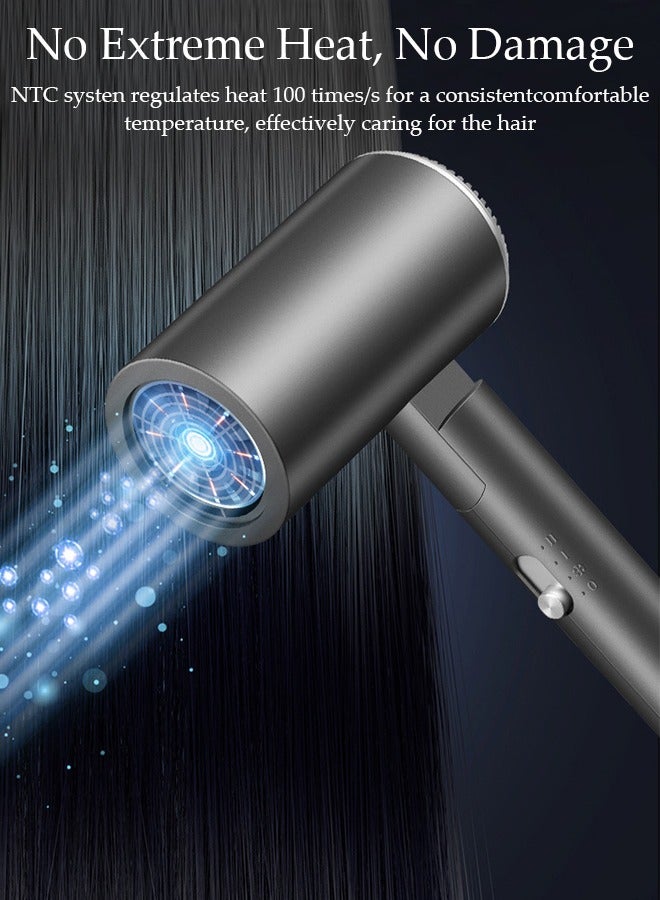 DUNISO مجفف شعر أيوني قابل للطي، 3 سرعات قوية 1800 واط، تجفيف سريع، مجفف شعر منخفض الضوضاء مع فوهة تركيز واحدة وحامل مجفف شعر للمنزل والصالون والسفر - Image 2