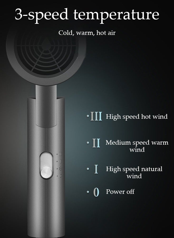 DUNISO مجفف شعر أيوني قابل للطي، 3 سرعات قوية 1800 واط، تجفيف سريع، مجفف شعر منخفض الضوضاء مع فوهة تركيز واحدة وحامل مجفف شعر للمنزل والصالون والسفر - Image 3