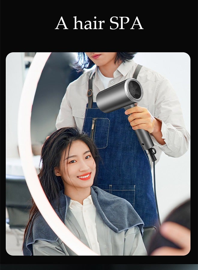 DUNISO مجفف شعر أيوني قابل للطي، 3 سرعات قوية 1800 واط، تجفيف سريع، مجفف شعر منخفض الضوضاء مع فوهة تركيز واحدة وحامل مجفف شعر للمنزل والصالون والسفر - Image 5