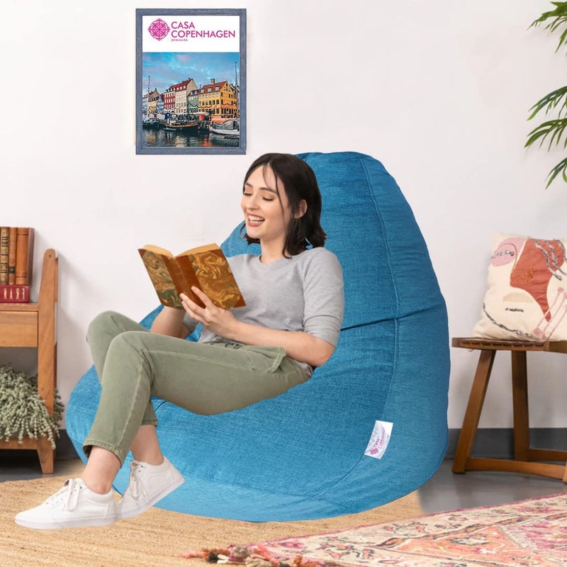 CASA COPENHAGEN Casa Copenhagen Premium Designer Fabric Bean Bag Filled with Beans Capacity Upto 7 Ft Height 200 KG Weight 5XL Sky Blue  - Image 1