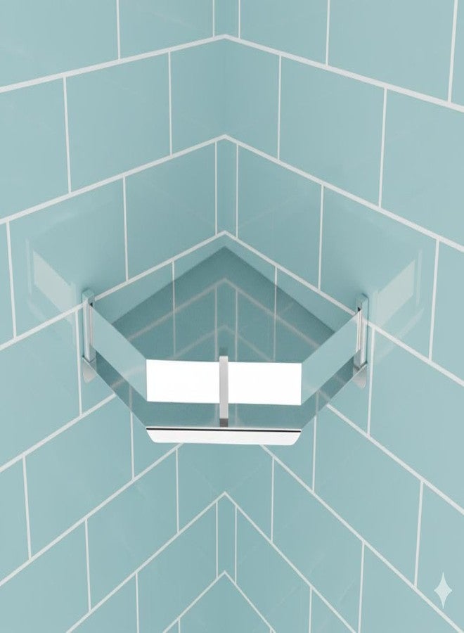ASTECH INDIA Corner Shower Shelf, Wall Mounted, Triangular Design, Bathroom Storage Organizer with Side Rails - Image 3