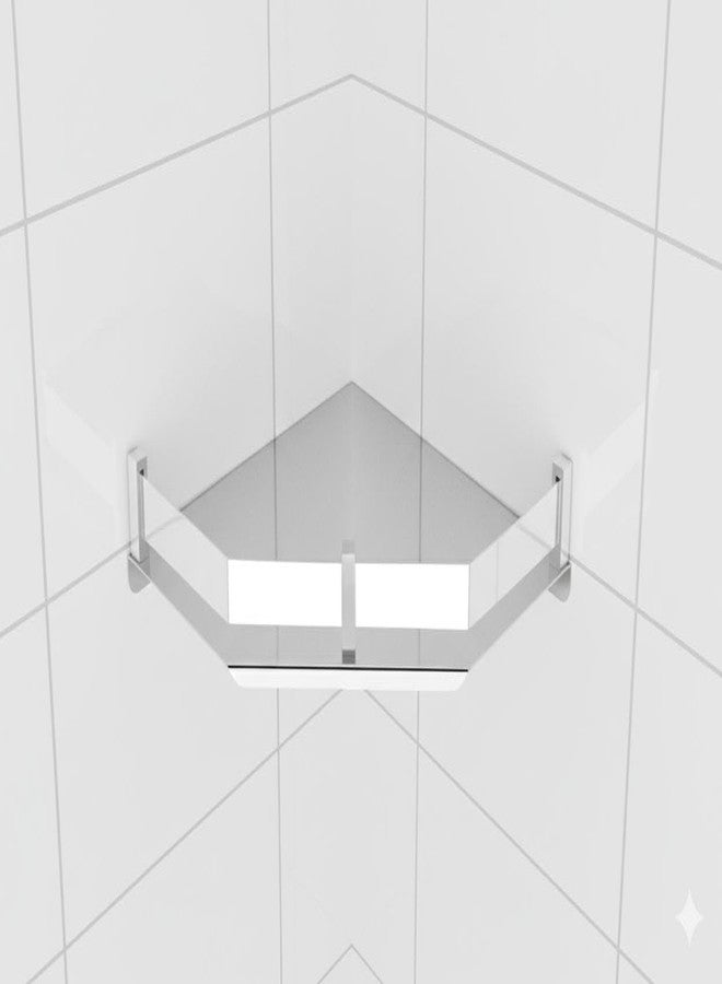 ASTECH INDIA Corner Shower Shelf, Wall Mounted, Triangular Design, Bathroom Storage Organizer with Side Rails - Image 2