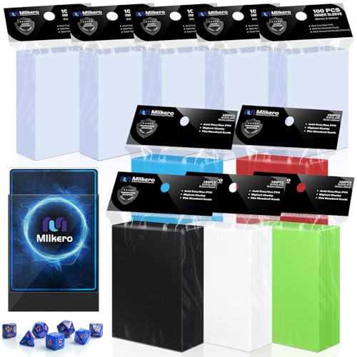 Mlikero 1000 Pack Card Sleeves 500 Matte Trading Card Sleeve and 500 Inner Sleeves Ideal for DoubleSleeving Fit for MTG TCG and Game Cards 5 Colors - Image 1