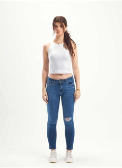 Medium-Waist Dark Blue Shade Ripped Skinny Jeans. - pzsku/Z02FFA5DB4520E00408BDZ/45/_/1721178412/45ff1697-cc8c-4f5a-ad8f-4fdc61b2e0d3