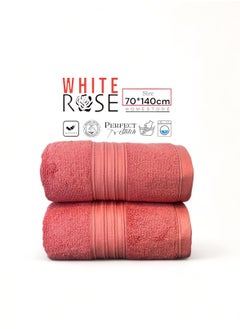 White Rose 2 Pcs Luxurious And Soft Beach Towel Set Shadow Luxury Towel 550GSM Bath Towel (70x140cm) Set Of 2  - Image 1