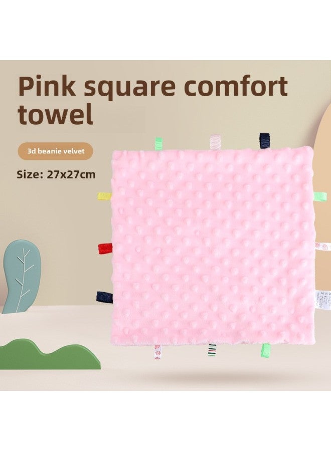 Baby Animal 3D Figurine Plush Doll With Silicone Teeth Glue Bell Paper Towel Baby Square Towel-Color:Pink Square Soothing Towel 50.2G Volume Weight 100g  - Image 1