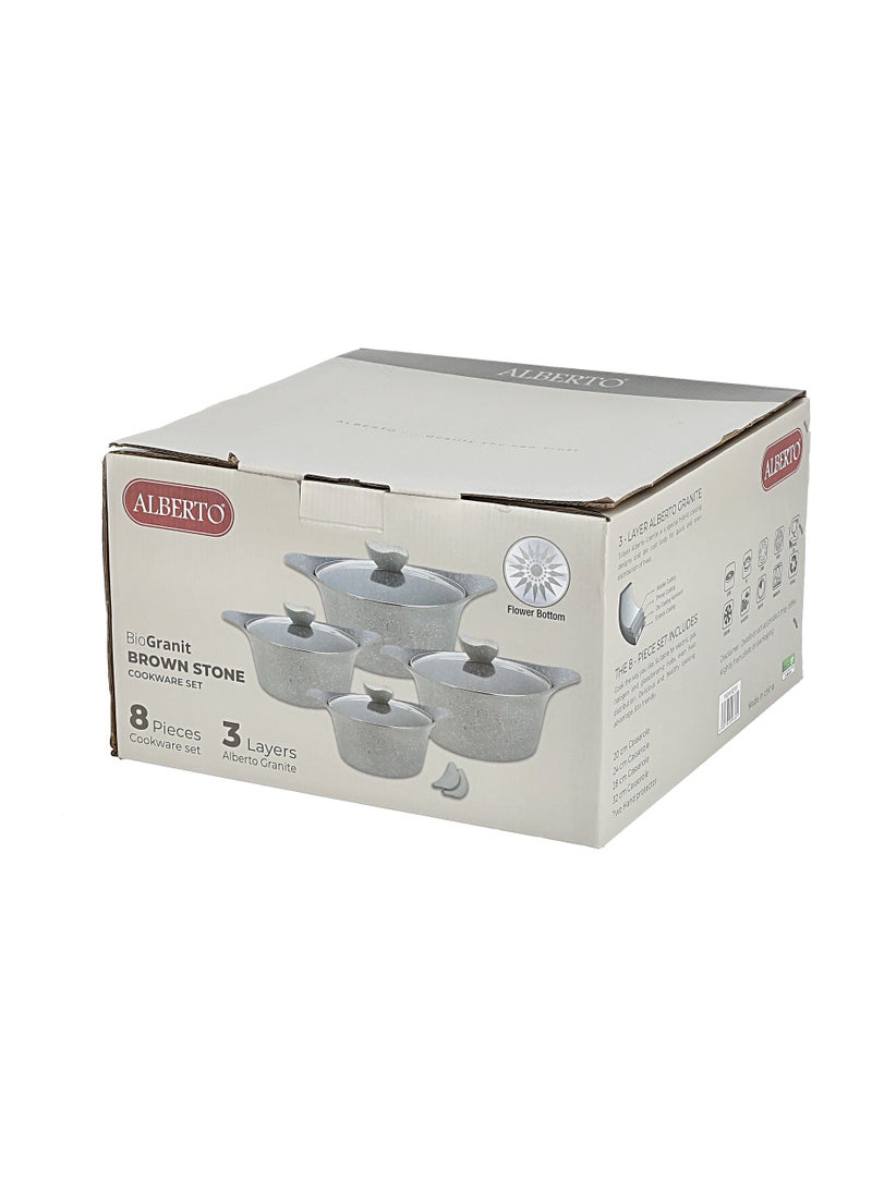 ALBERTO - 8 Pcs Cookware Set Granite - Image 1