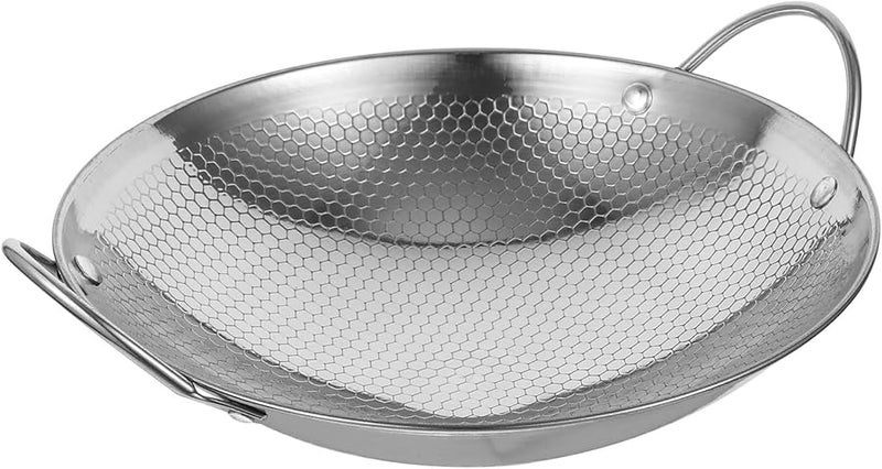 Stainless Steel 8 Inch Double Handle Portable Honeycomb Non Stick Seafood Pan - Image 1