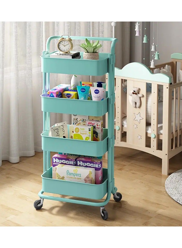 DubaiGallery 4 Tier Rolling Storage Cart with Wheels Handle, Heavy Duty Mobile Utility Multifunction Large Shelves Organizer Mesh Basket for Kitchen, Bathroom, Bedroom, Office  - Image 2