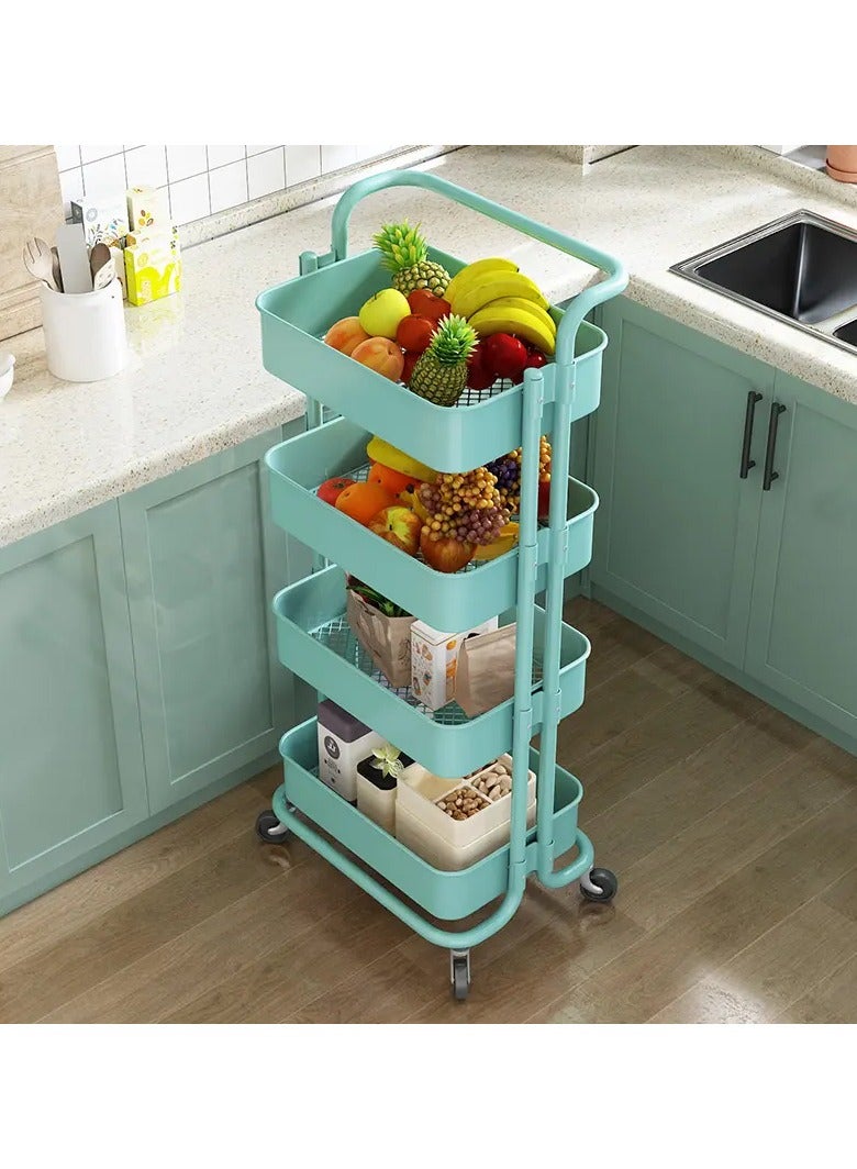 DubaiGallery 4 Tier Rolling Storage Cart with Wheels Handle, Heavy Duty Mobile Utility Multifunction Large Shelves Organizer Mesh Basket for Kitchen, Bathroom, Bedroom, Office  - Image 3