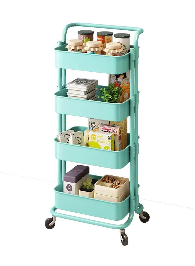 DubaiGallery 4 Tier Rolling Storage Cart with Wheels Handle, Heavy Duty Mobile Utility Multifunction Large Shelves Organizer Mesh Basket for Kitchen, Bathroom, Bedroom, Office  - Image 4