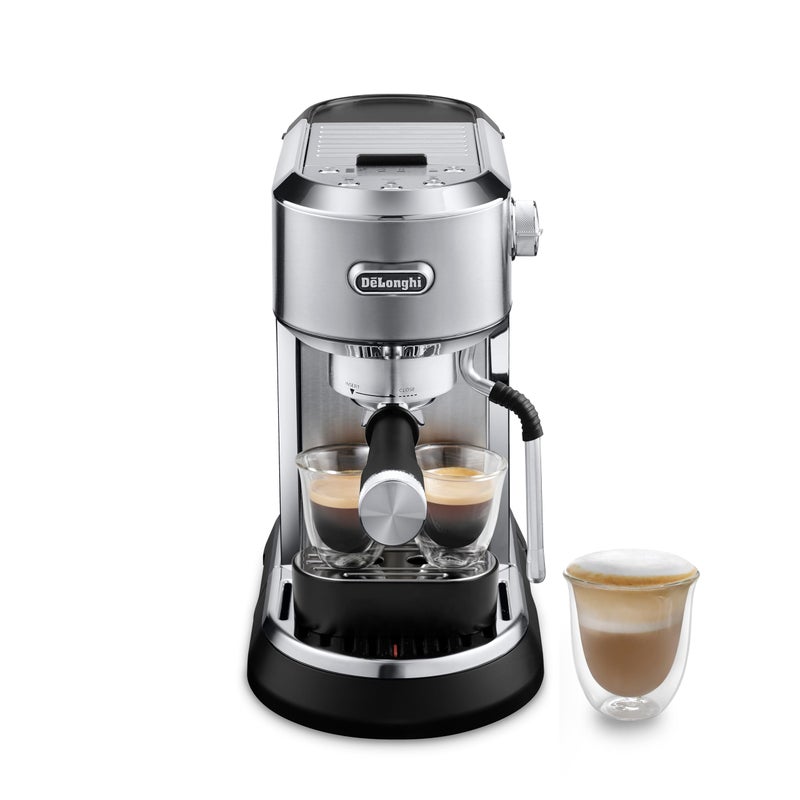 De'Longhi DeLonghi Dedica Maestro Espresso Machine with Milk Frother 15Bar Pump Temperature Control Barista Coffee Maker Kit for Espresso Latte Cappuccino Iced Coffee Italian Stainless Steel Design