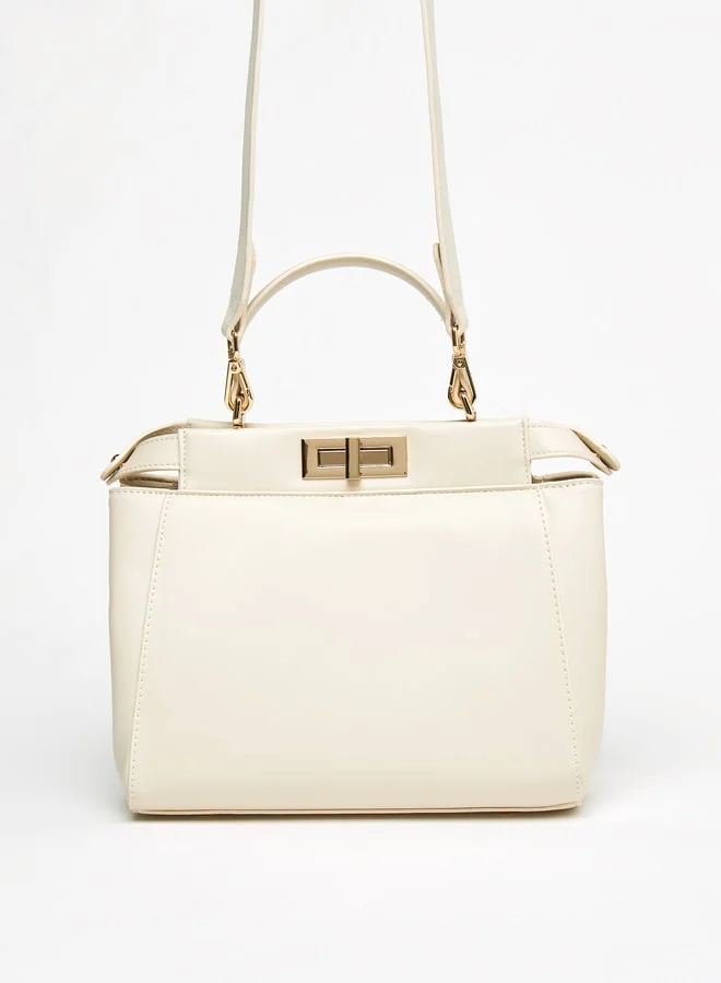 ELLE Solid Crossbody Bag with Twist Lock Closure