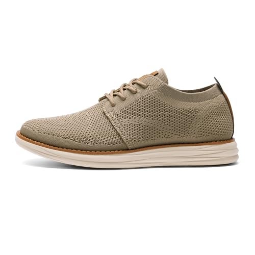 Bruno Marc Men's KnitFlex Breeze Mesh Oxford Sneakers - Breathable Business Casual Shoes Lightweight & Comfortable Walking Shoes for Men, Size 12,Khaki,GRAND-01 - Image 3
