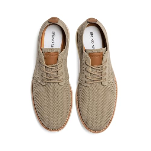 Bruno Marc Men's KnitFlex Breeze Mesh Oxford Sneakers - Breathable Business Casual Shoes Lightweight & Comfortable Walking Shoes for Men, Size 12,Khaki,GRAND-01 - Image 4