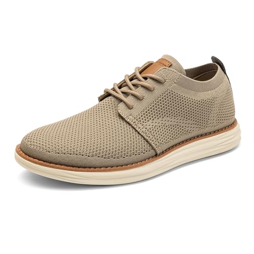 Bruno Marc Men's KnitFlex Breeze Mesh Oxford Sneakers - Breathable Business Casual Shoes Lightweight & Comfortable Walking Shoes for Men, Size 12,Khaki,GRAND-01 - Image 1
